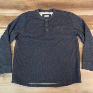 LL Bean Mens XL Henley Shirt Khatadin Bonded Fleece Lined Gray Pullover Top